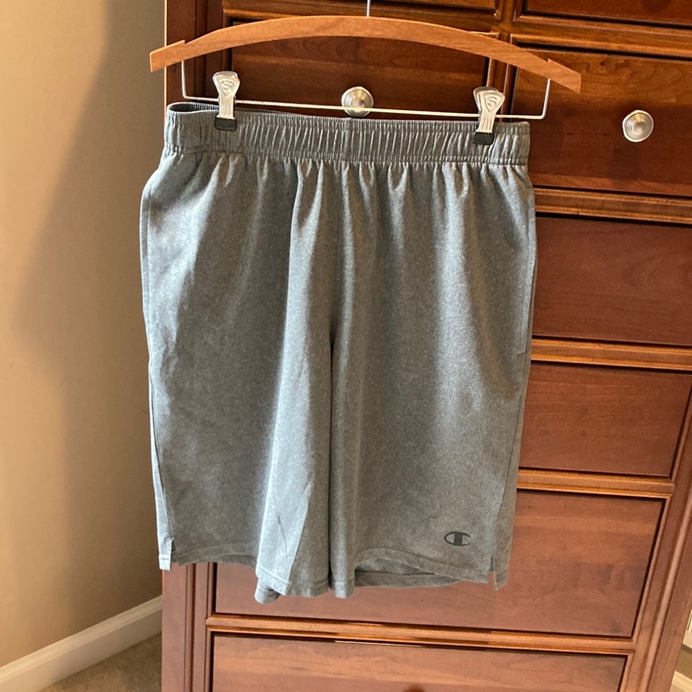 Champion authentic athleticwear, size medium, grey, has drawstring inside
